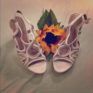 White and gold high heels